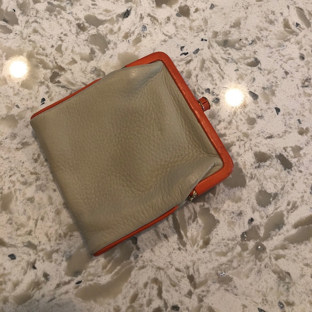Bottega veneta orange and cream coin purse